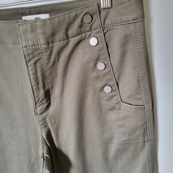EUC LOFT MARISA ARMY GREEN BUTTON ACCENT STRIAGHT LEG PANTS SIZE 4 / SMALL - Picture 5 of 14